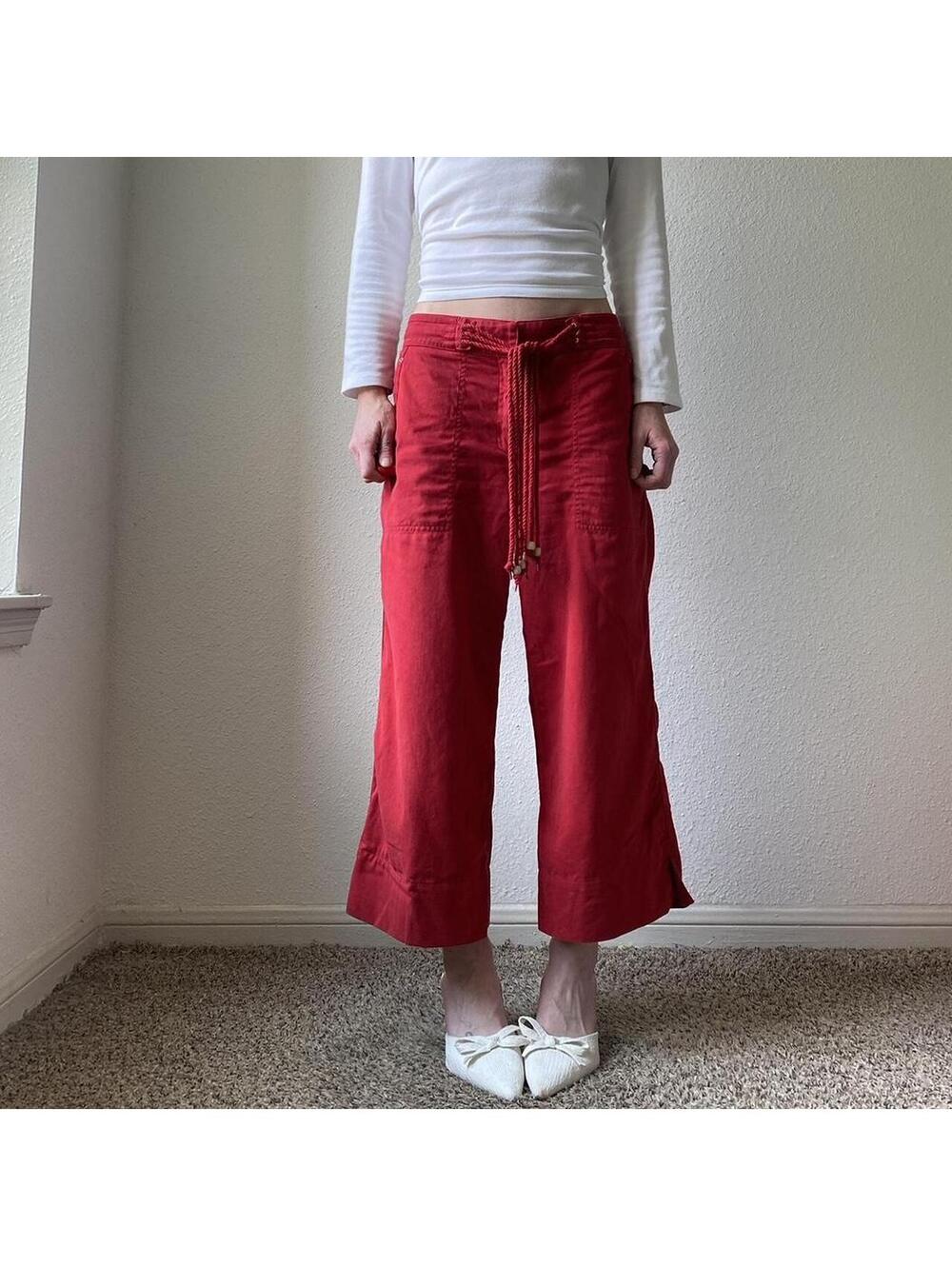 Vintage authentic rare y2k low rise wide leg cropped red chino pants capris